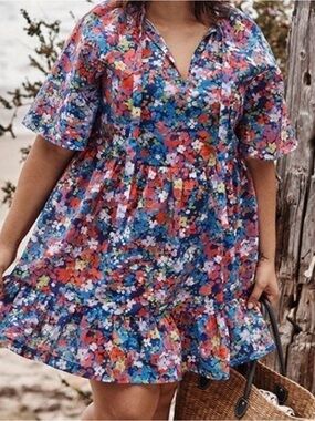 NWT Summersalt The Tie Neck Tiered Floral Dress in Painted Meadows